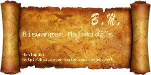Biswanger Malakiás névjegykártya